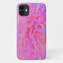 Capa Para iPhone 11 Cor-de-rosa-quente elegante e Dália decorativa mag