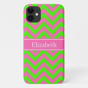 Capa Para iPhone 11 Cor-de-rosa quente nº 2 Verde limão LG Chevron Nam