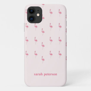 Capa Para iPhone 11 Cor-de-rosa-rosa, nome personalizado flamingo, ros