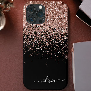 Capa Para iPhone 11 Cor-de-rosa-rosa-rosa-rosa Dourada com brilho pret
