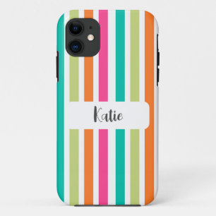 Capa Para iPhone 11 Cor pastel do arco-íris faixas verticais retrógrad