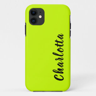 Capa Para iPhone 11 Cor Sólida Amarela Limão Neon Personalização per