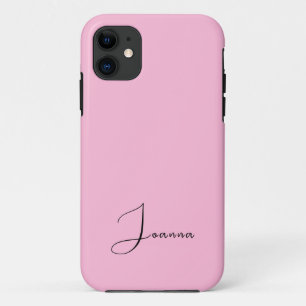 Capa Para iPhone 11 Cor Sólida do Algodão do Pastel   Nome minimalista