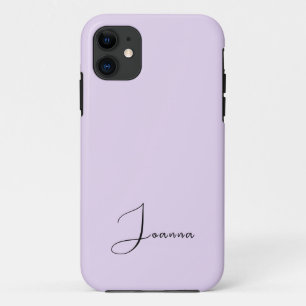 Capa Para iPhone 11 Cor Sólida Lilac Suave do Pastel Nome minimalist