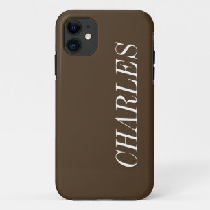 Capa Para iPhone 11 Cor Sólida Marrom Do Café Nome minimalista