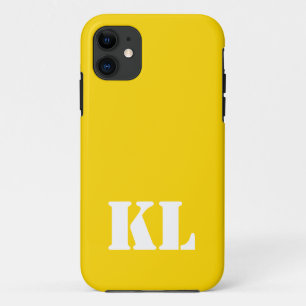 Capa Para iPhone 11 Cor Sólida Metálica Dourada Monograma minimalist