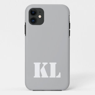 Capa Para iPhone 11 Cor Sólida Metálica Silver Monograma minimalista