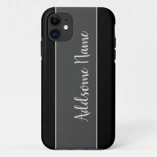 Capa Para iPhone 11 Cor Sólida, Preto Básico Moderno, Monograma