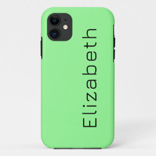 Capa Para iPhone 11 Cor Sólida Verde da Mint Nome minimalista