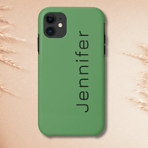 Capa Para iPhone 11 Cor Sólida Verde do Cactus Nome minimalista