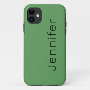 Capa Para iPhone 11 Cor Sólida Verde do Cactus Nome minimalista