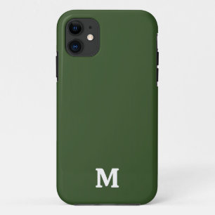 Capa Para iPhone 11 Cor Sólida Verde do Moss Negro