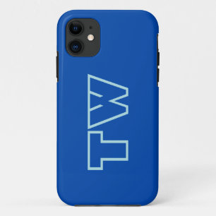 Capa Para iPhone 11 Cor Sólido Azul Cobalto Monograma minimalista