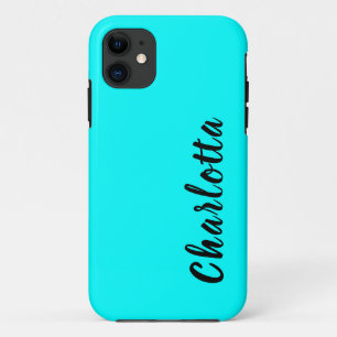Capa Para iPhone 11 Cor Sólido Azul Neon Personalização personalizad