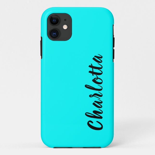 Capa Para iPhone 11 Cor Sólido Azul Neon | Personalização personalizad (Verso)