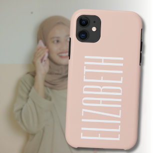 Capa Para iPhone 11 Cor Sólido Rosa do balé Nome minimalista