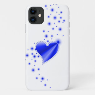 Capa Para iPhone 11 Coração Arco-íris Azul com Estrelas