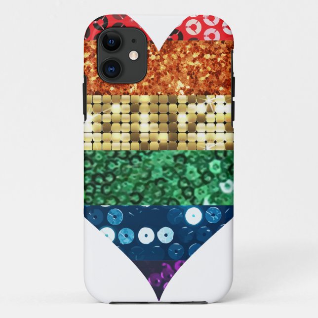 Capa Para iPhone 11 coração arco-íris lgbt (Verso)