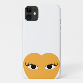 Capa Para iPhone 11 Coração Bonito e Elegante com Olhos em Branco