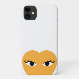 Capa Para iPhone 11 Coração Bonito e Elegante com Olhos em Branco