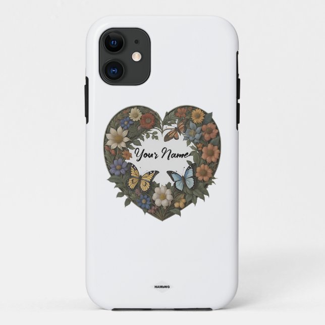 Capa Para iPhone 11 Coração com Flower Wreath iPhone Case HAMbyWG (Verso)