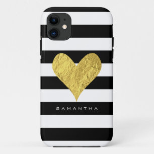 Capa Para iPhone 11 Coração de Folha de Ouro