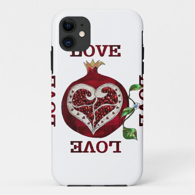 Capa Para iPhone 11 Coração de Romã AMOR Dia dos Namorados (Verso)