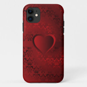 Capa Para iPhone 11 Coração do damasco vermelho