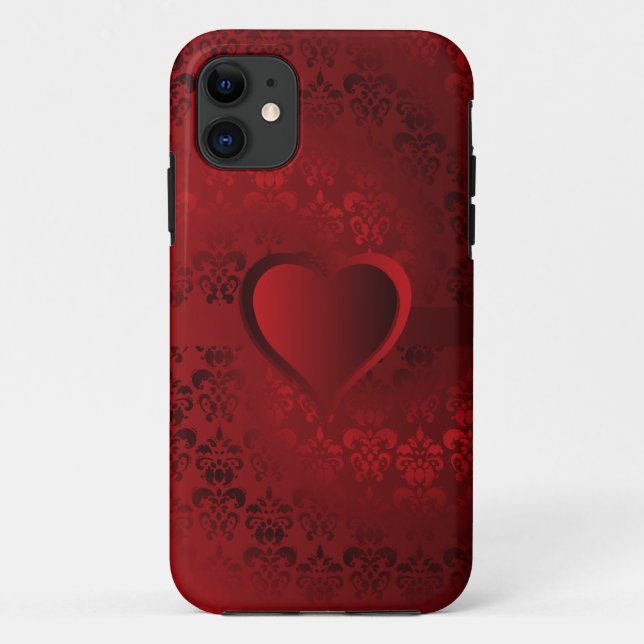 Capa Para iPhone 11 Coração do damasco vermelho (Verso)