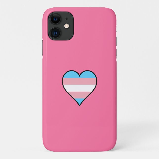 Capa Para iPhone 11 Coração do Orgulho Trans (Verso)
