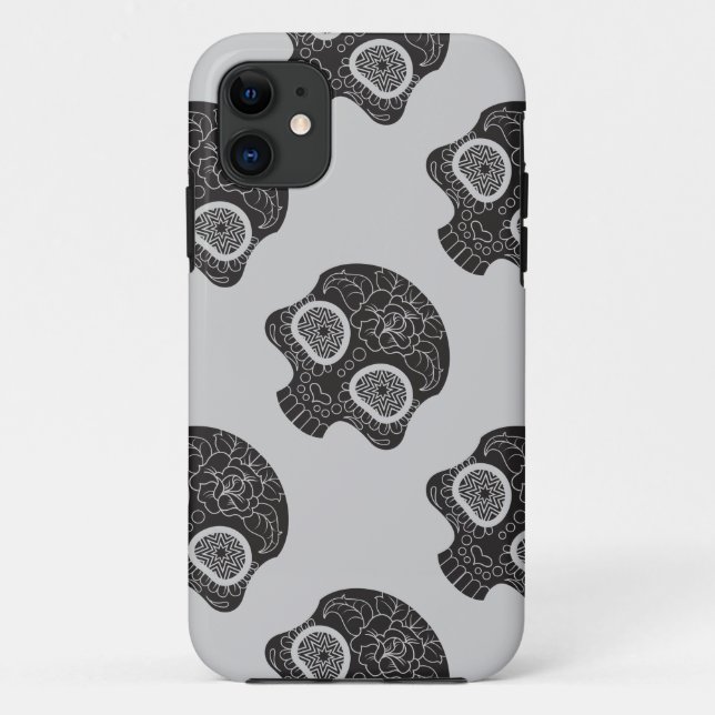 Capa Para iPhone 11 Coração e Flor de Caveira Açucarada (Verso)