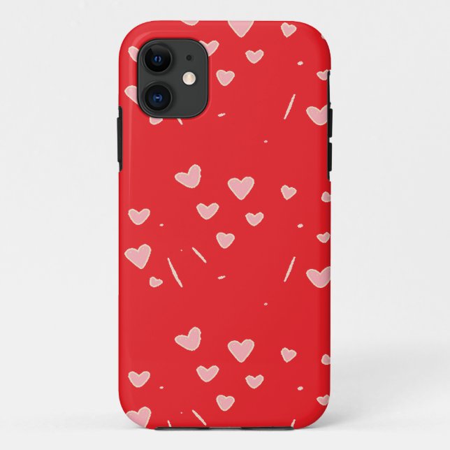 Capa Para iPhone 11 coração flutuante em vermelho (Verso)