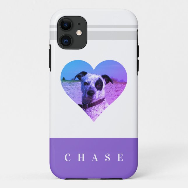 Capa Para iPhone 11 Coração Pet Lover Bonito Adicionar Seu Nome Fotogr (Verso)
