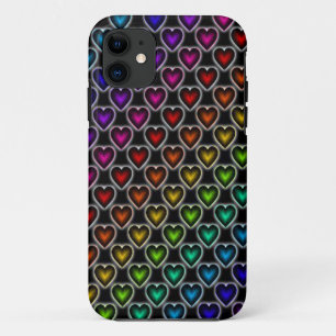 Capa Para iPhone 11 Corações Arco-Íris