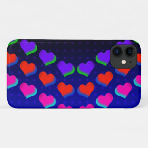 Capa Para iPhone 11 Corações Arco-Íris Coloridos no Padrão de Cart