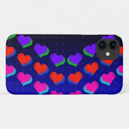 Capa Para iPhone 11 Corações Arco-Íris Coloridos no Padrão de Cartoon 