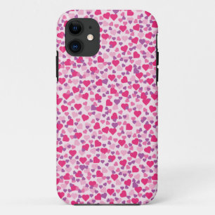 Capa Para iPhone 11 Corações de Namorados rosa e roxo