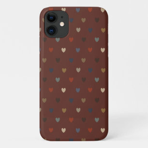 Capa Para iPhone 11 Corações de polca em marrom morto