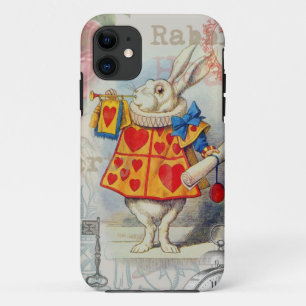 Capa Para iPhone 11 Corações do Coelho Branco Alice Clássico