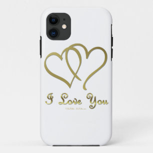 Capa Para iPhone 11 Corações Dourados entrelaçados eu te amo