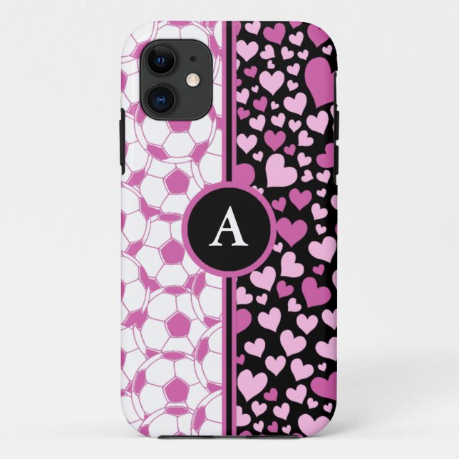 Capa Para iPhone 11 corações e futebol (Verso)