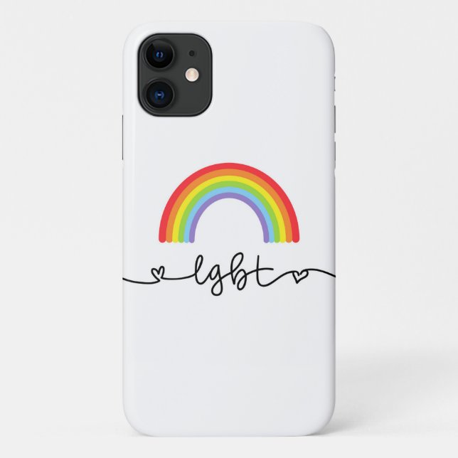 Capa Para iPhone 11 Corações LGBT e arco-íris (Verso)