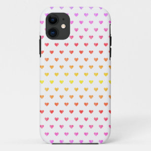 Capa Para iPhone 11 Corações Multicoloridos Modernos em Branco