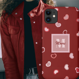Capa Para iPhone 11 Corações no Vermelho Maroon de Rosa a Vermelho