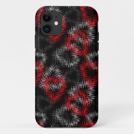 Capa Para iPhone 11 Corações partidos, vermelho e cinzas em fundo negr