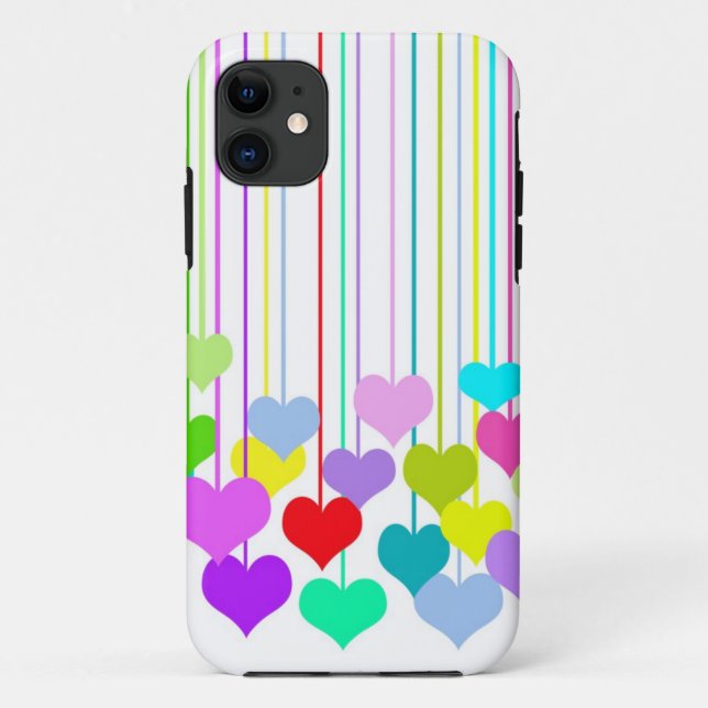 Capa Para iPhone 11 Corações Pendurados (Verso)