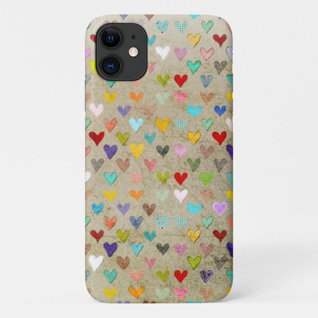 Capa Para iPhone 11 Corações Retroativos (Verso)