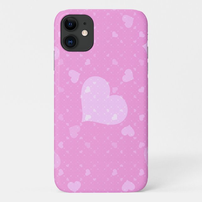Capa Para iPhone 11 Corações Rosa com Amor (Verso)