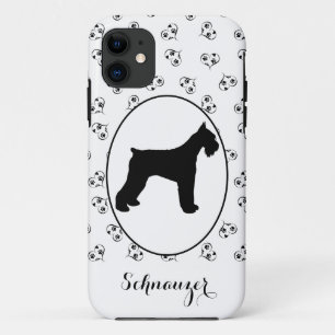 Capa Para iPhone 11 Corações Silhuetas Schnauzer e impressões de pa
