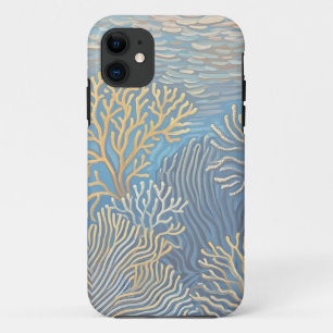 Capa Para iPhone 11 Corais de Ouro do oceano profundo
